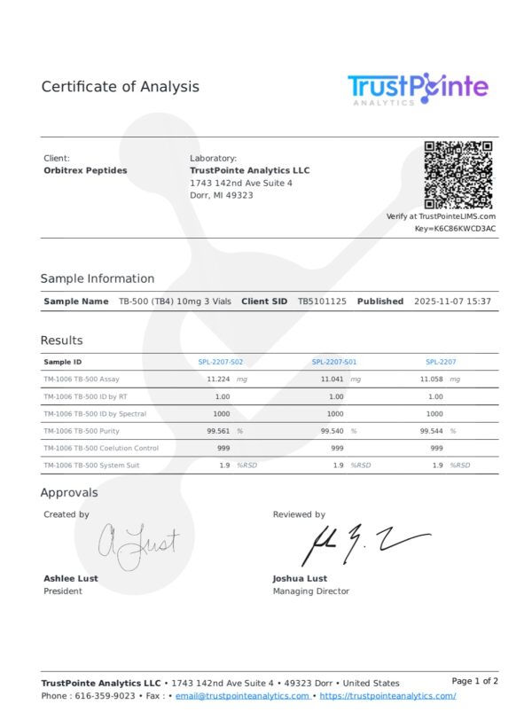Buy TB-500 (Thymosin beta-4) 10mg | RUO Research – Orbitrex